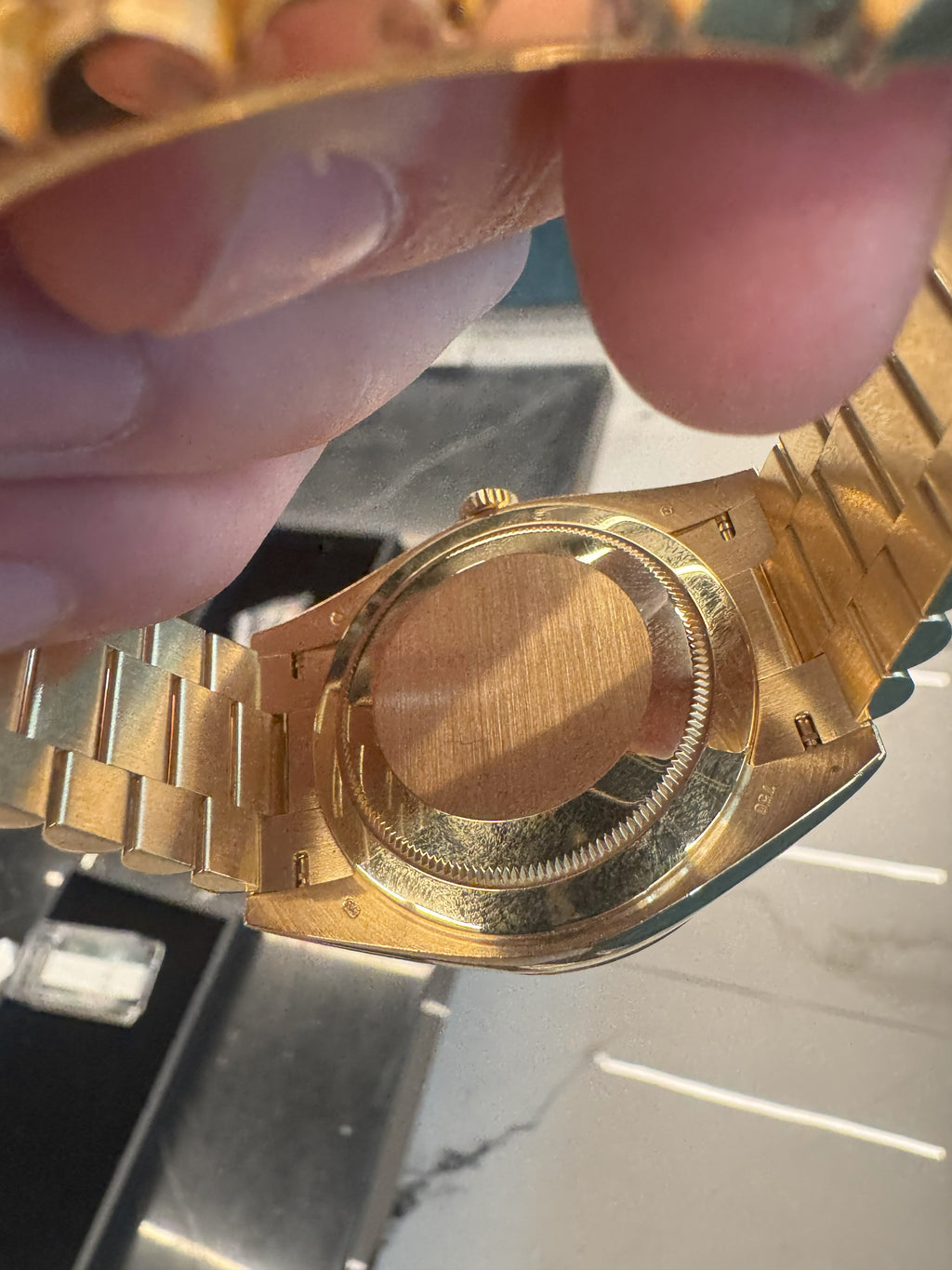 Rolex Day-Date 40mm 18k Gold Champagne Baguette Dial 228238